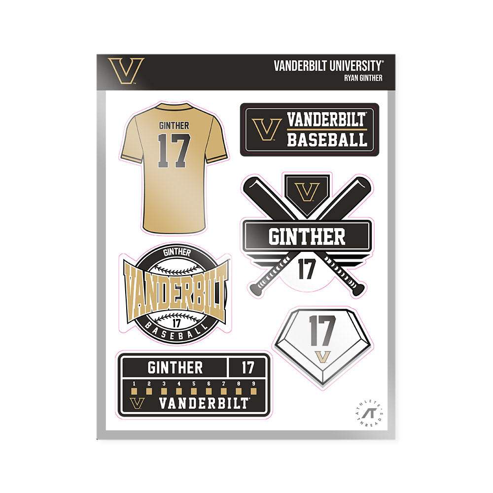 Vanderbilt - NCAA Baseball : Ryan Ginther - Sticker Sheet-0
