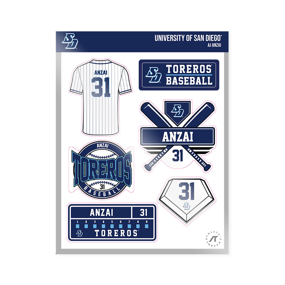 San Diego - NCAA Baseball : AJ Anzai - Sticker Sheet-0