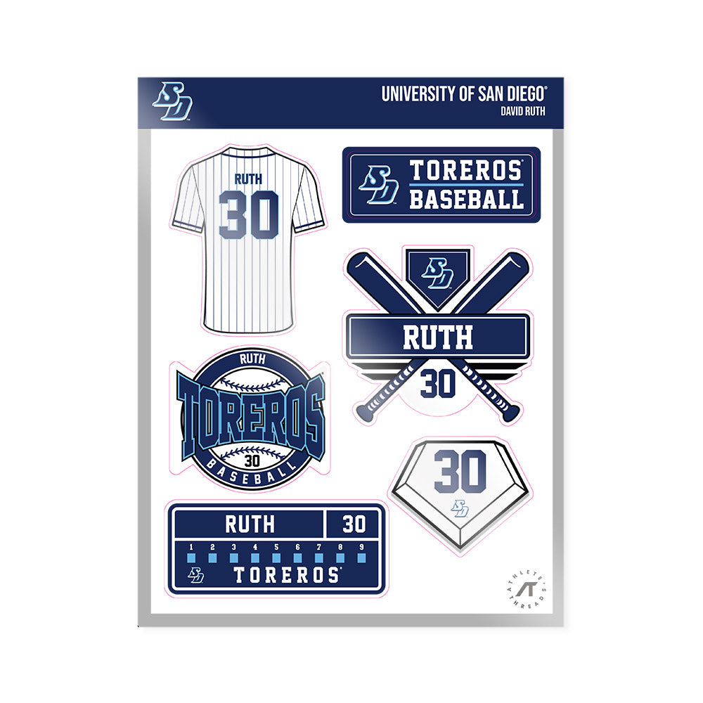 San Diego - NCAA Baseball : David Ruth - Sticker Sheet-0