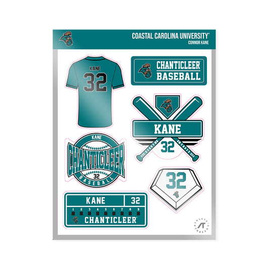 Coastal Carolina - NCAA Baseball : Connor Kane - Sticker Sheet-0