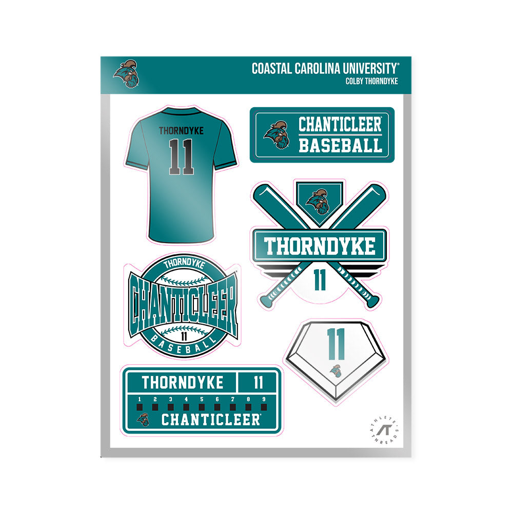 Coastal Carolina - NCAA Baseball : Colby Thorndyke - Sticker Sheet-0