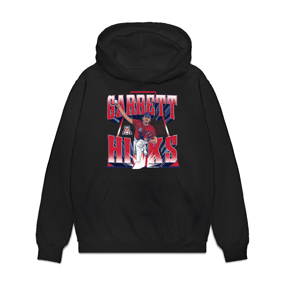 Arizona - NCAA Baseball : Garrett Hicks - Player Collage Premium Hooded Sweatshirt-0