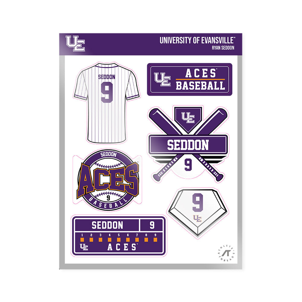 Evansville - NCAA Baseball : Ryan Seddon - Sticker Sheet-0