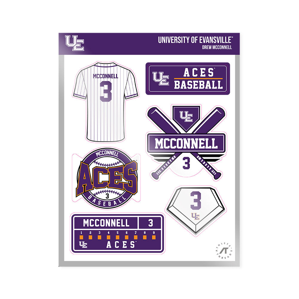 Evansville - NCAA Baseball : Drew McConnell - Sticker Sheet-0
