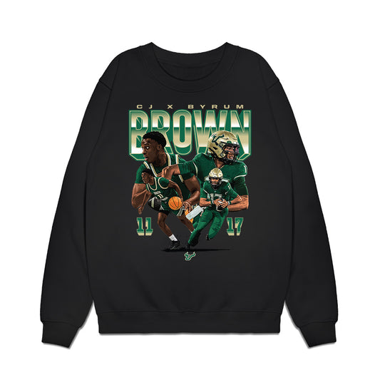 USF - NCAA Men's Basketball : CJ Brown - CJ Brown x Byrum Brown Player Collage Premium Crewneck Sweatshirt-0