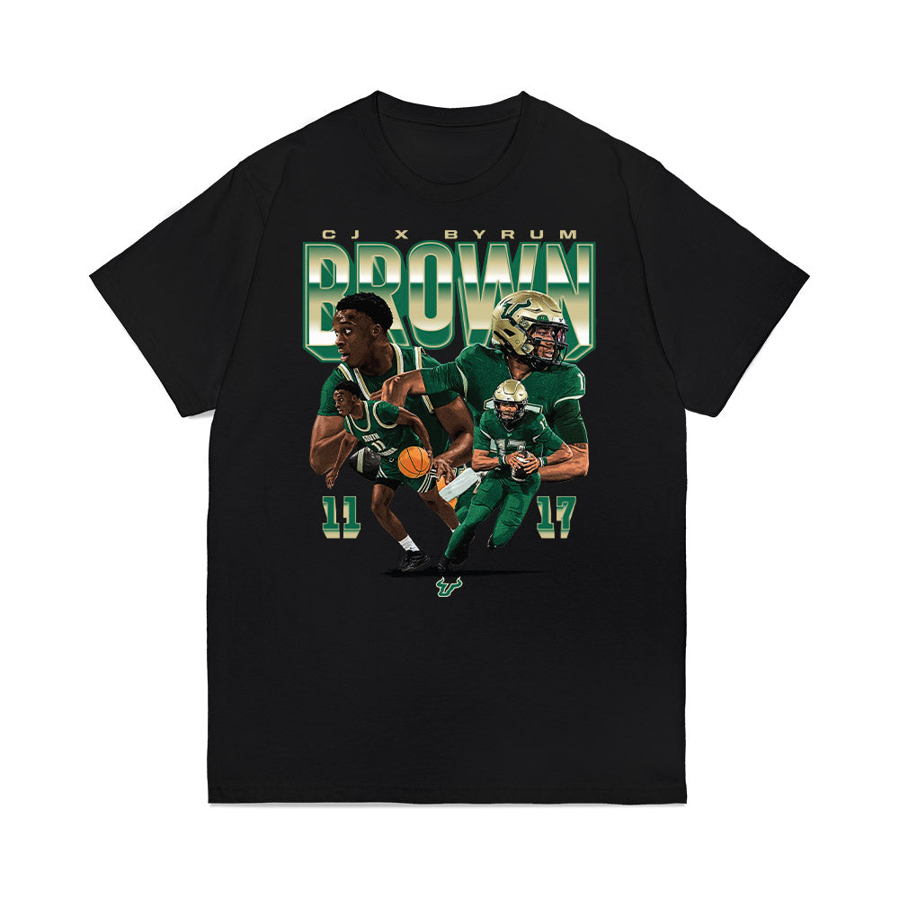 USF - NCAA Men's Basketball : CJ Brown - CJ Brown x Byrum Brown Player Collage Premium T-Shirt-0