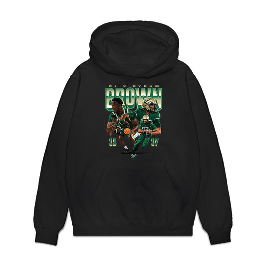 USF - NCAA Men's Basketball : CJ Brown - CJ Brown x Byrum Brown Player Collage Premium Hooded Sweatshirt-0