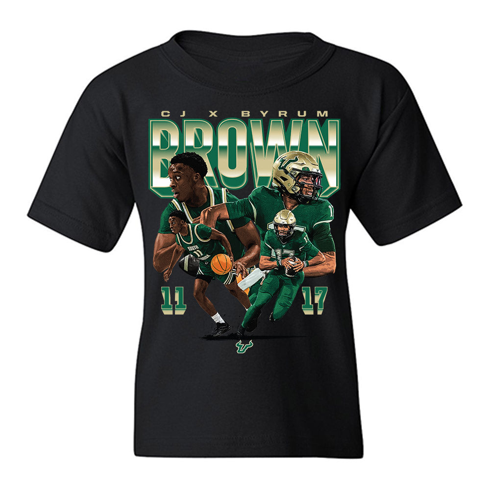 USF - NCAA Men's Basketball : CJ Brown - CJ Brown x Byrum Brown Player Collage Youth T-Shirt-0