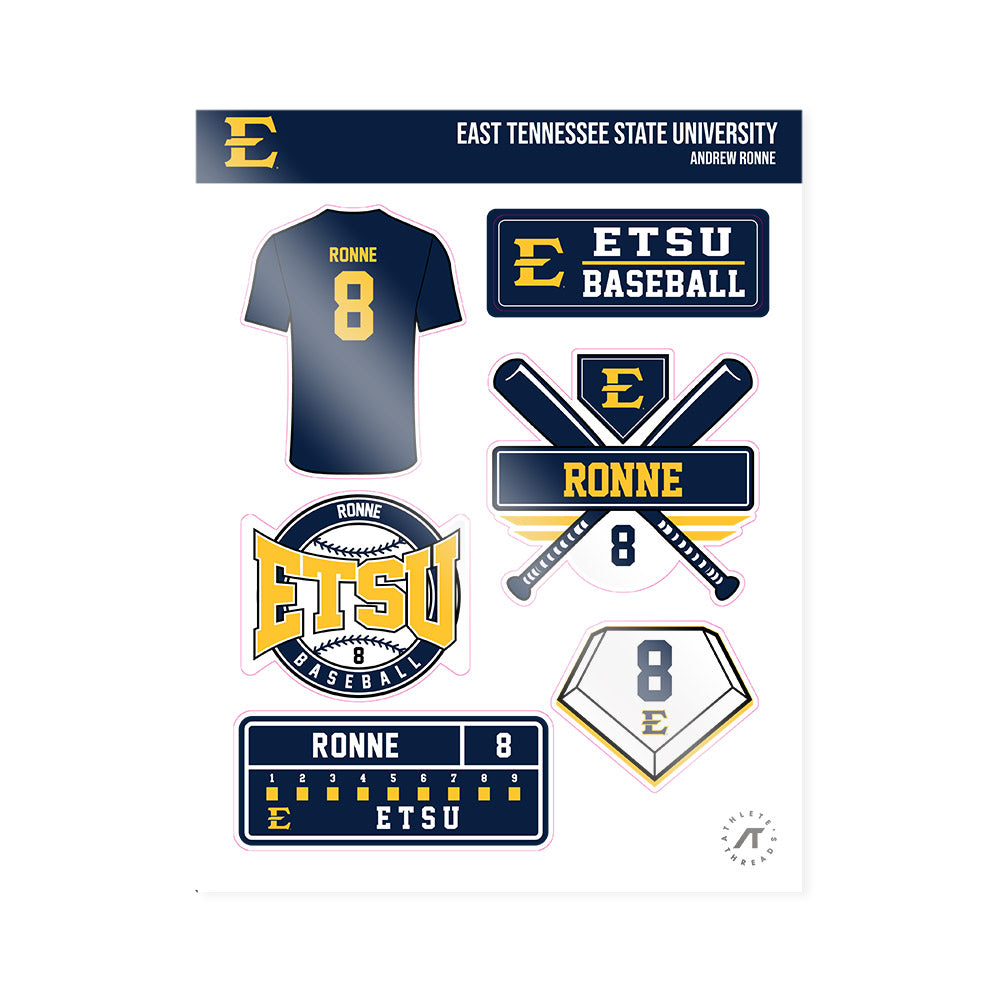 East Tennessee State - NCAA Baseball : Andrew Ronne - Sticker Sheet-0