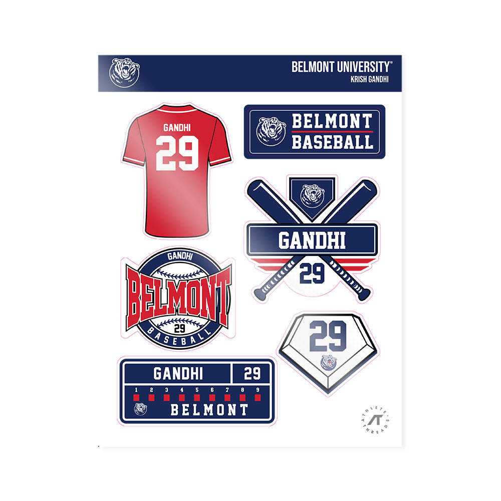 Belmont - NCAA Baseball : Krish Gandhi - Sticker Sheet-0