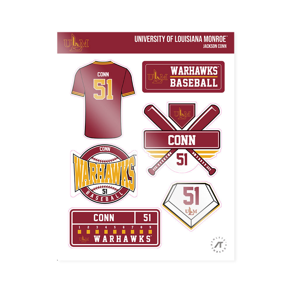 ULM - NCAA Baseball : Jackson Conn - Sticker Sheet-0
