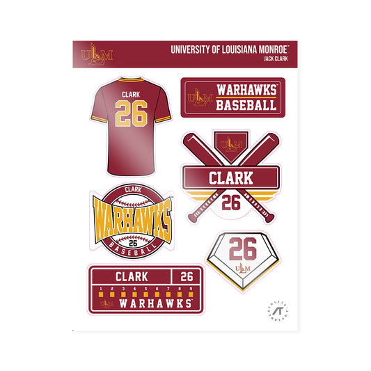 ULM - NCAA Baseball : Jack Clark - Sticker Sheet-0