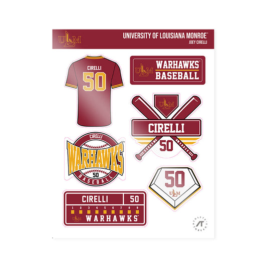 ULM - NCAA Baseball : Joey Cirelli - Sticker Sheet-0