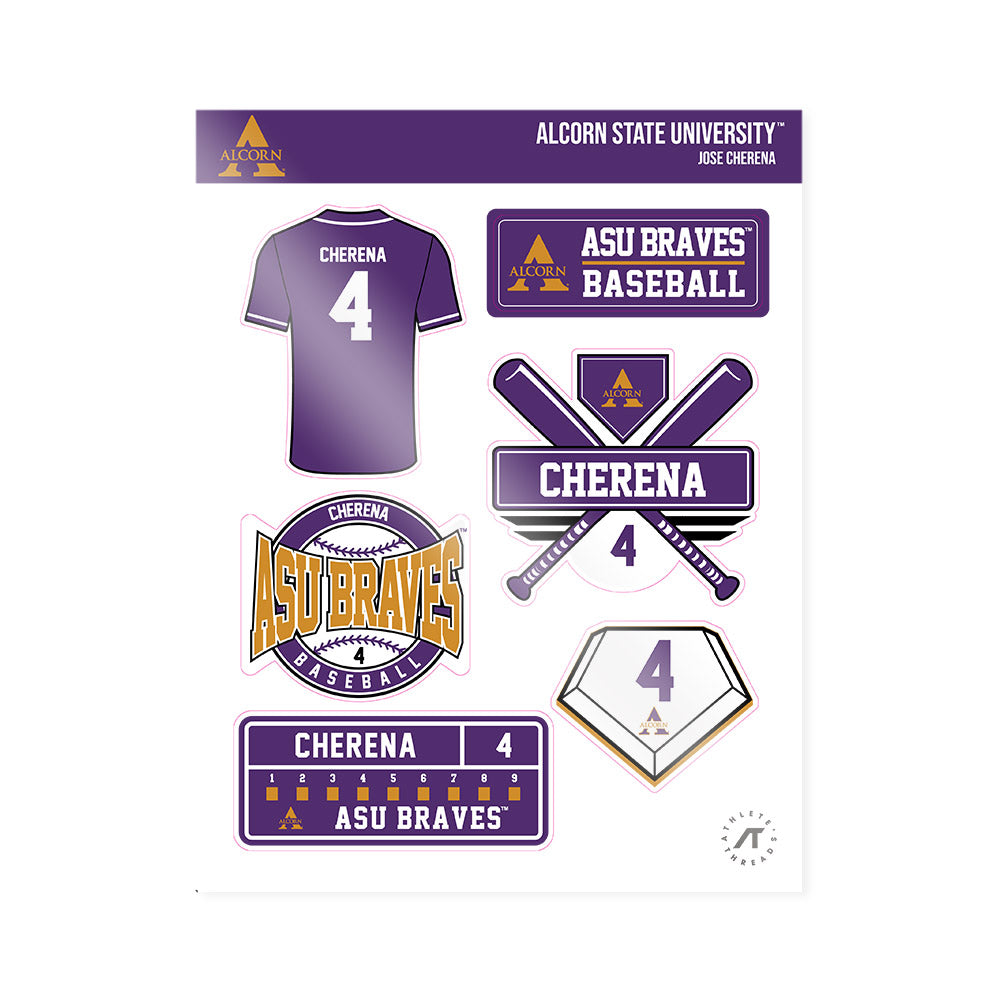 Alcorn - NCAA Baseball : Jose Cherena - Sticker Sheet-0