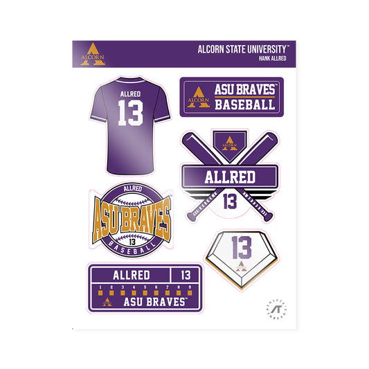 Alcorn - NCAA Baseball : Hank Allred - Sticker Sheet-0