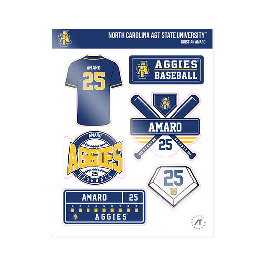 North Carolina A&T - NCAA Baseball : Kristian Amaro - Sticker Sheet-0