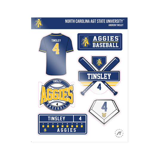 North Carolina A&T - NCAA Baseball : Andrew Tinsley - Sticker Sheet-0