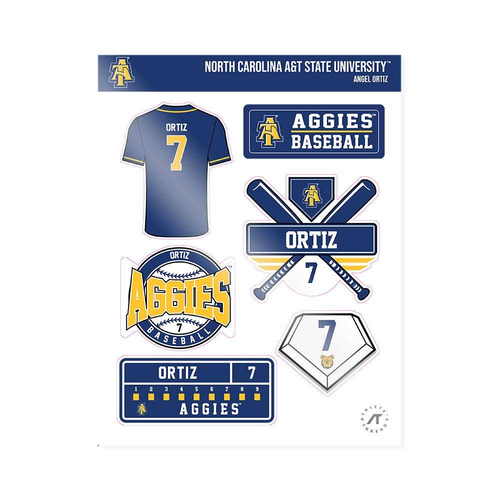 North Carolina A&T - NCAA Baseball : Angel Ortiz - Sticker Sheet-0