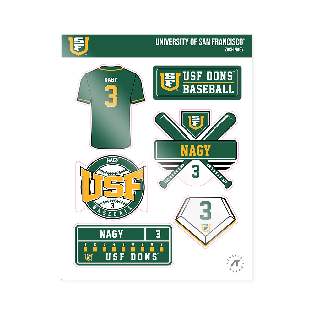 USFCA - NCAA Baseball : Zach Nagy - Sticker Sheet-0