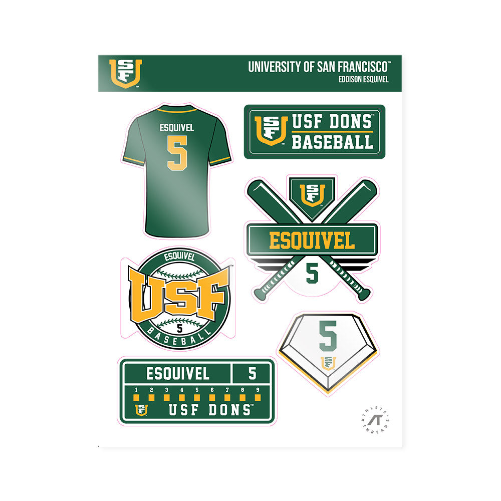 USFCA - NCAA Baseball : Eddison Esquivel - Sticker Sheet-0