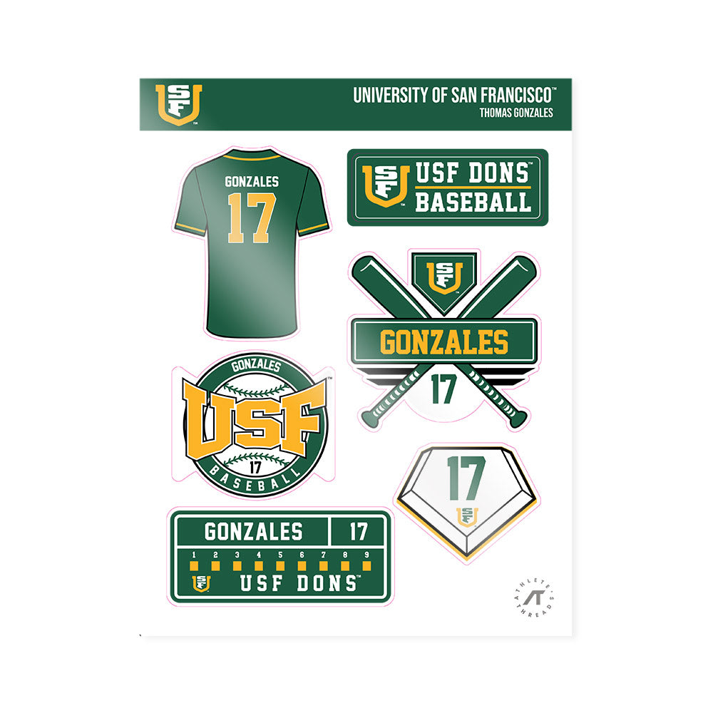 USFCA - NCAA Baseball : Thomas Gonzales - Sticker Sheet-0