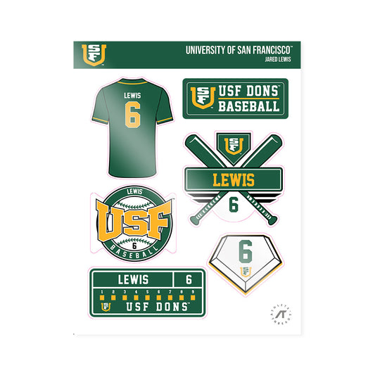 USFCA - NCAA Baseball : Jared Lewis - Sticker Sheet-0