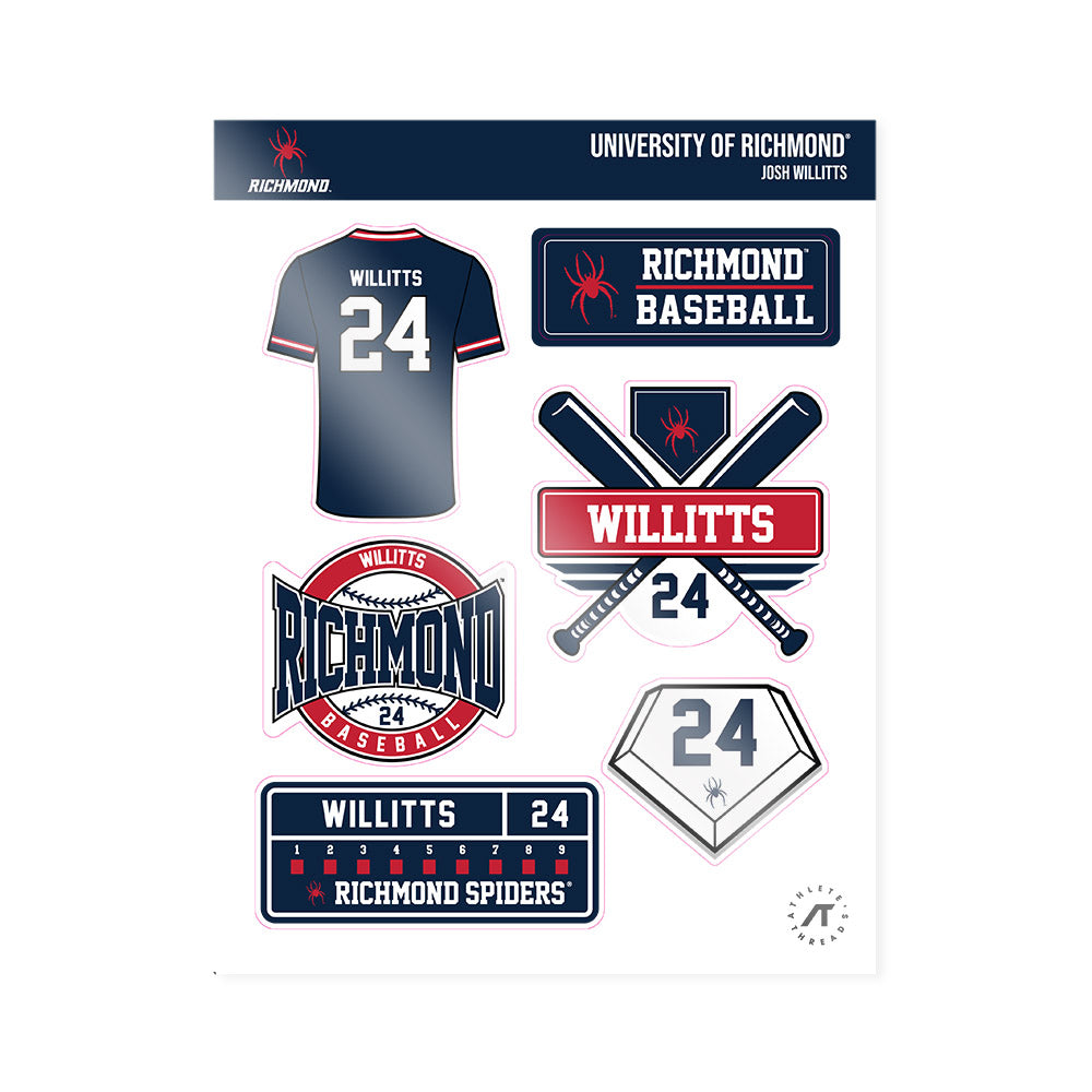 Richmond - NCAA Baseball : Josh Willitts - Sticker Sheet-0