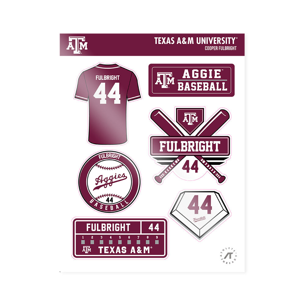 Texas A&M - NCAA Baseball : Cooper Fulbright - Sticker Sheet-0