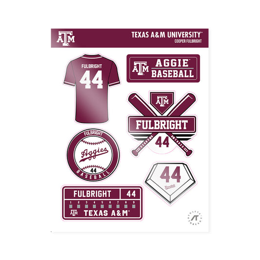 Texas A&M - NCAA Baseball : Cooper Fulbright - Sticker Sheet-0