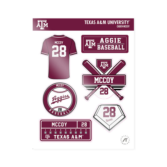 Texas A&M - NCAA Baseball : Caden McCoy - Sticker Sheet-0