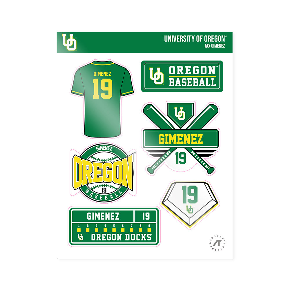 Oregon - NCAA Baseball : Jax Gimenez - Sticker Sheet-0