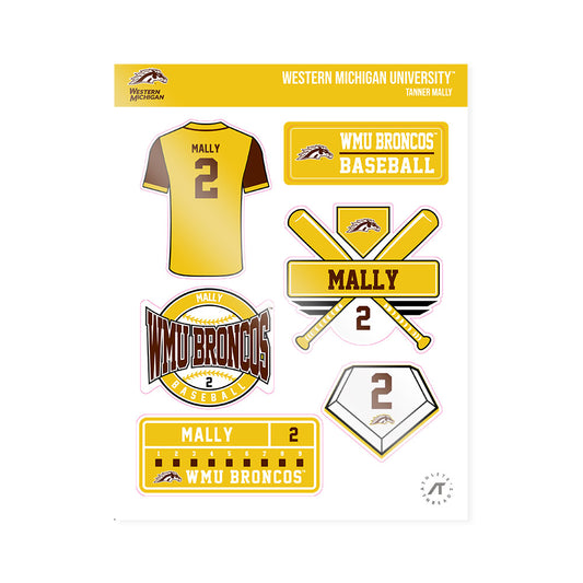 Western Michigan - NCAA Baseball : Tanner Mally - Sticker Sheet-0