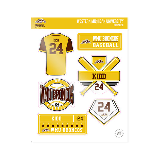 Western Michigan - NCAA Baseball : Ricky Kidd - Sticker Sheet-0