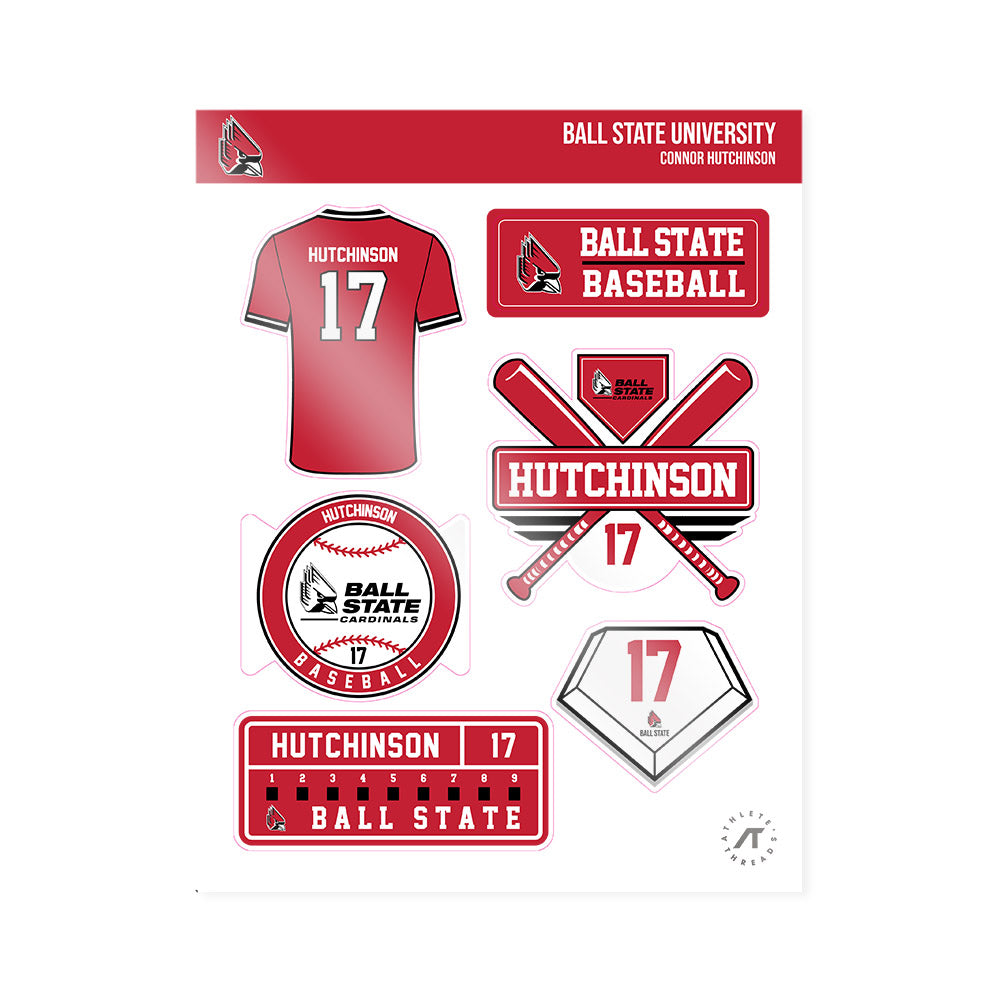 Ball State - NCAA Baseball : Connor Hutchinson - Sticker Sheet-0