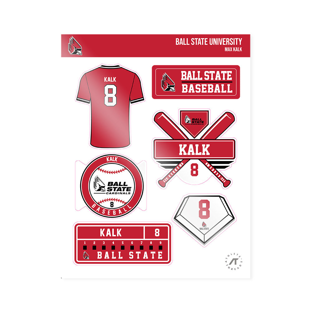 Ball State - NCAA Baseball : Max Kalk - Sticker Sheet-0