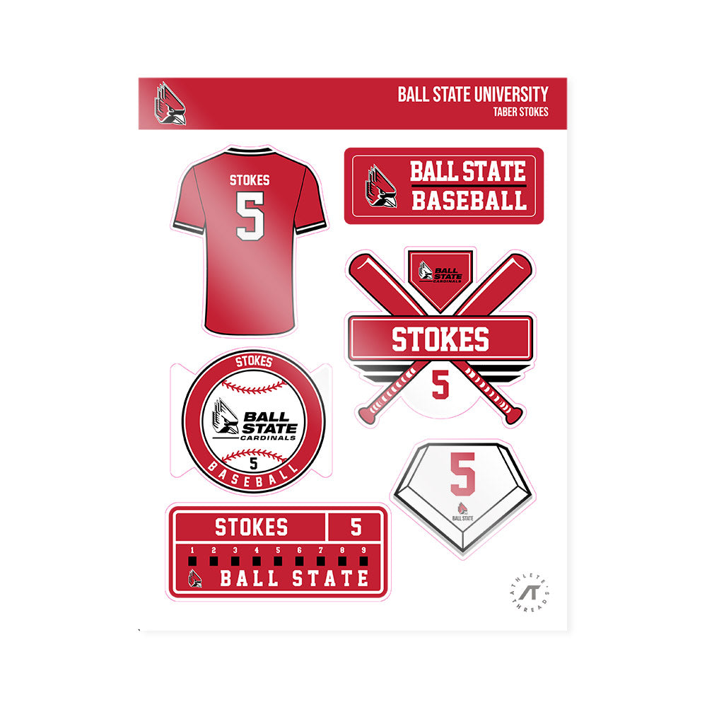 Ball State - NCAA Baseball : Taber Stokes - Sticker Sheet-0