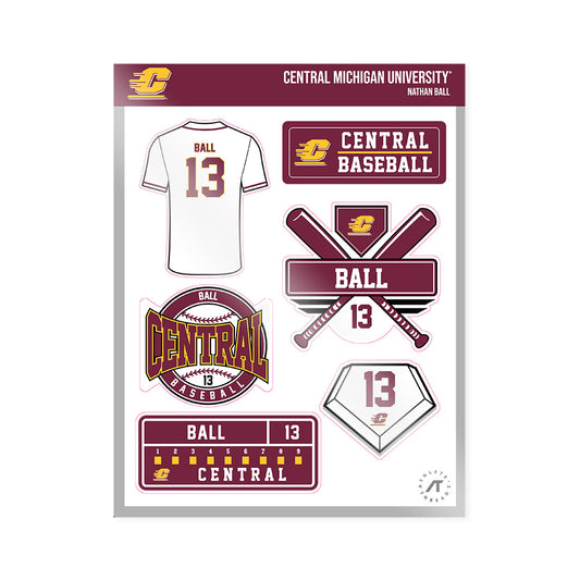 Central Michigan - NCAA Baseball : Nathan Ball - Sticker Sheet-0
