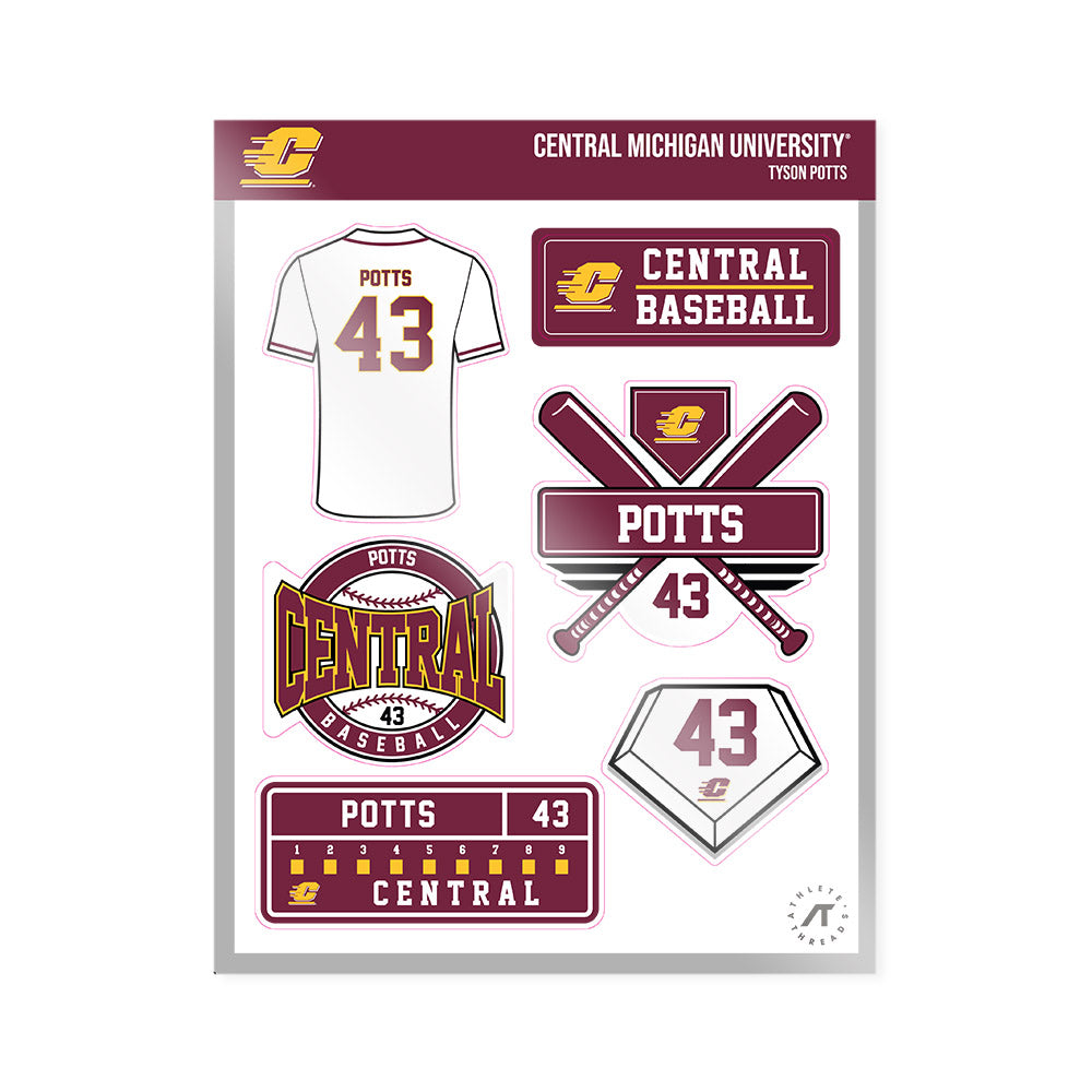 Central Michigan - NCAA Baseball : Tyson Potts - Sticker Sheet-0