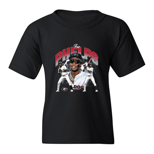 Georgia - NCAA Baseball : Tre Phelps - Collage Youth T-Shirt-0