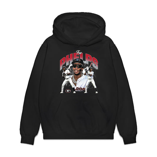 Georgia - NCAA Baseball : Tre Phelps - Collage Premium Hooded Sweatshirt-0