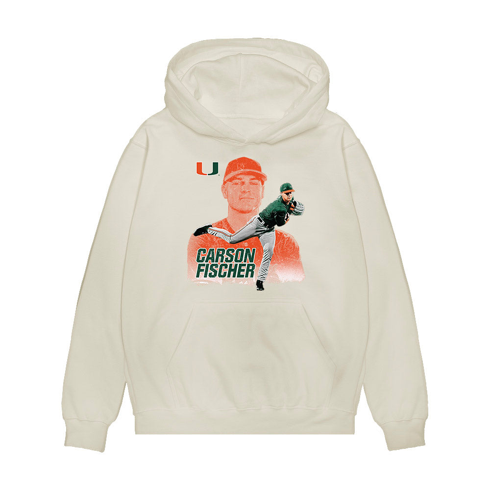 Miami - NCAA Baseball : Carson Fischer - Collage Premium Hooded Sweatshirt-0