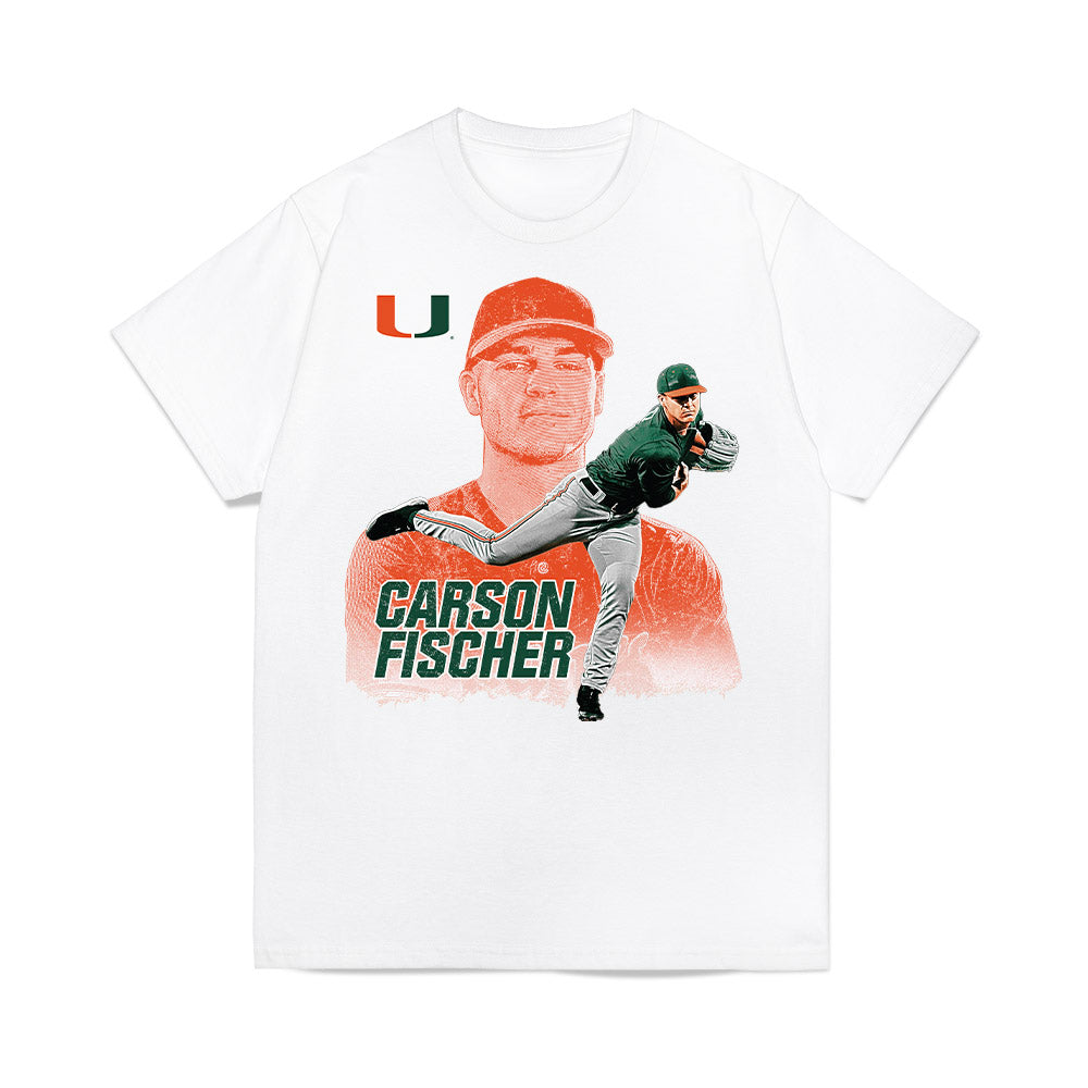 Miami - NCAA Baseball : Carson Fischer - Collage Premium T-Shirt-0