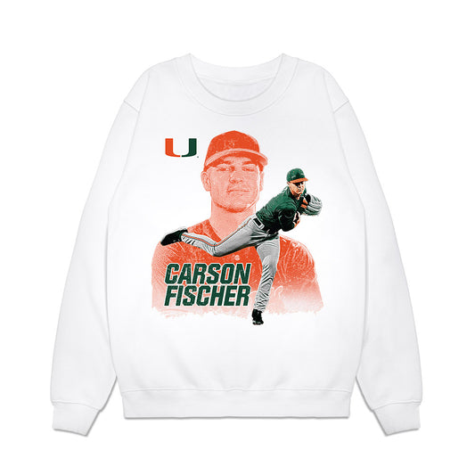 Miami - NCAA Baseball : Carson Fischer - Collage Premium Crewneck Sweatshirt-0