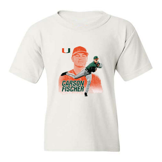Miami - NCAA Baseball : Carson Fischer - Collage Youth T-Shirt-0
