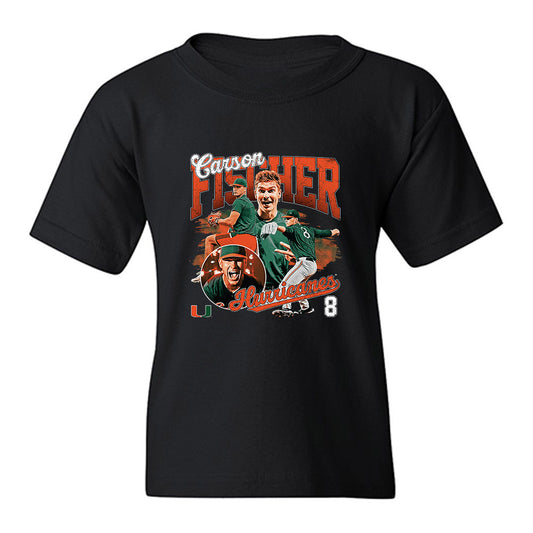Miami - NCAA Baseball : Carson Fischer - Collage Youth T-Shirt-0