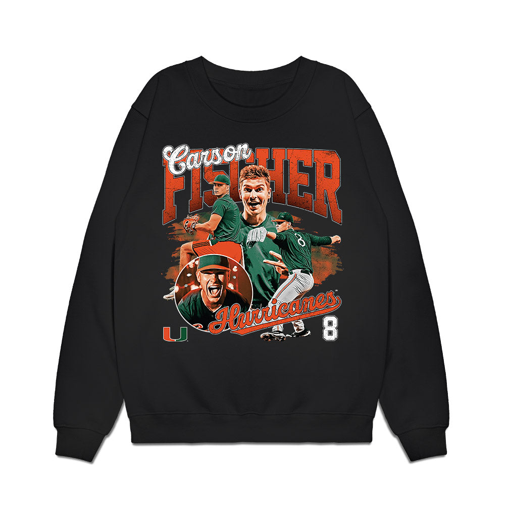 Miami - NCAA Baseball : Carson Fischer - Collage Premium Crewneck Sweatshirt-0