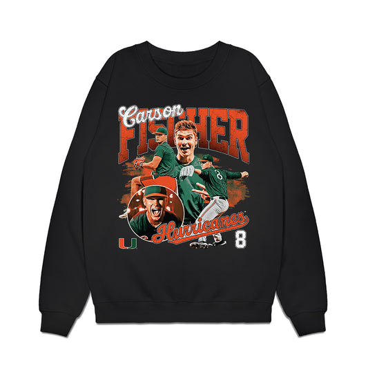 Miami - NCAA Baseball : Carson Fischer - Collage Premium Crewneck Sweatshirt-0