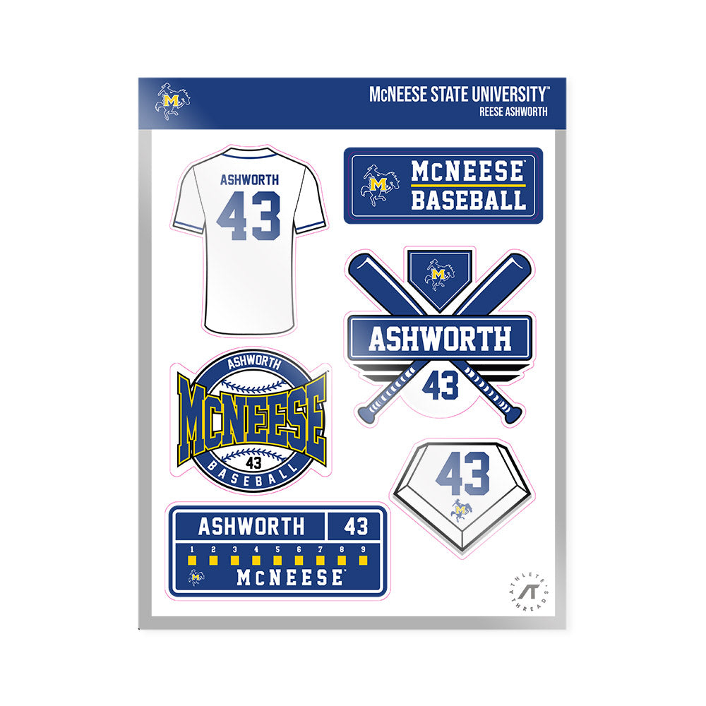 McNeese State - NCAA Baseball : Reese Ashworth - Sticker Sheet-0
