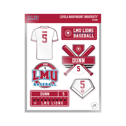 LMU - NCAA Baseball : JD Dunn - Sticker Sheet-0