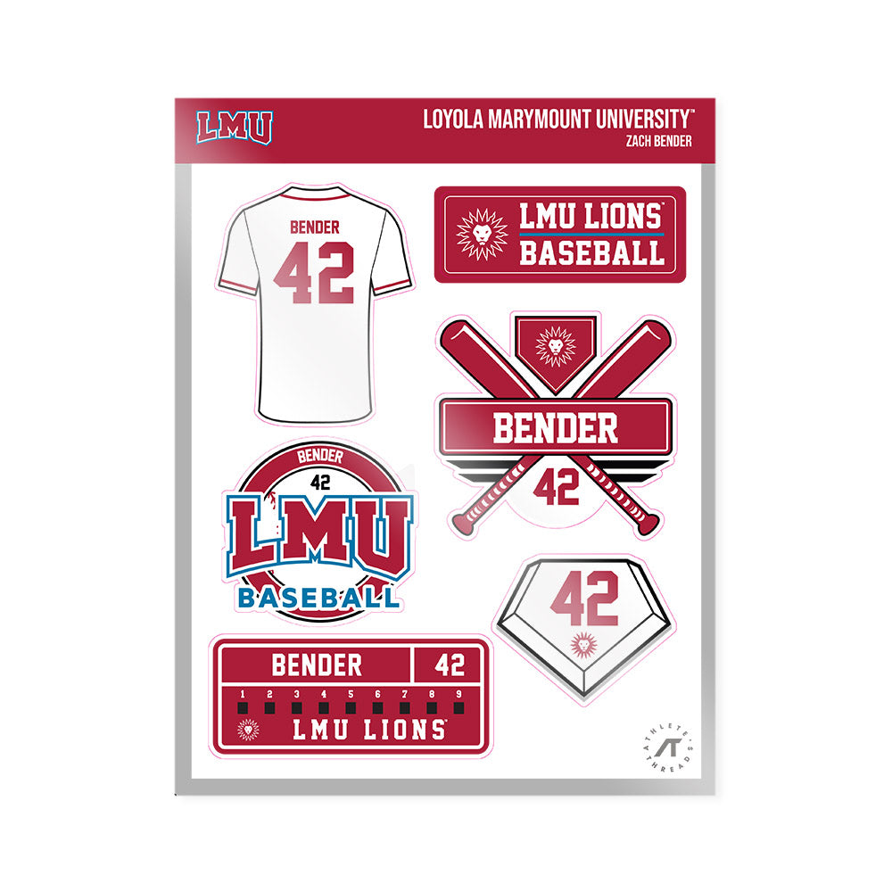 LMU - NCAA Baseball : Zach Bender - Sticker Sheet-0